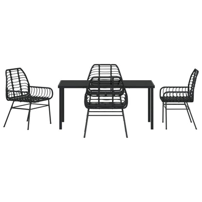 5-Delige Tuin Eetset Zwart Poly Rattan