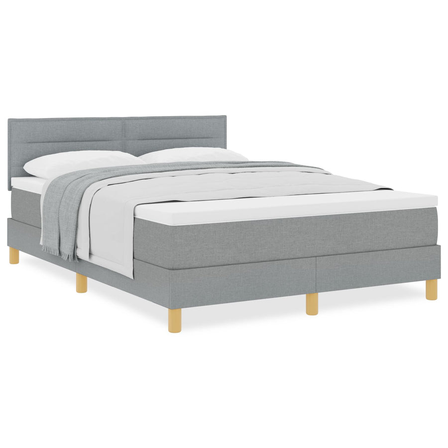 Boxspringbed Met Matras Stof Lichtgrijs 160 x 200 cm Lijnen ontwerp