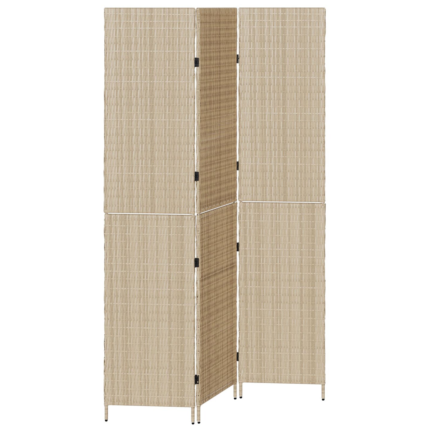 Ruimteverdeler 3 Panels Vouwbaar 146X Poly Riet 200 cm Beige 3 panelen