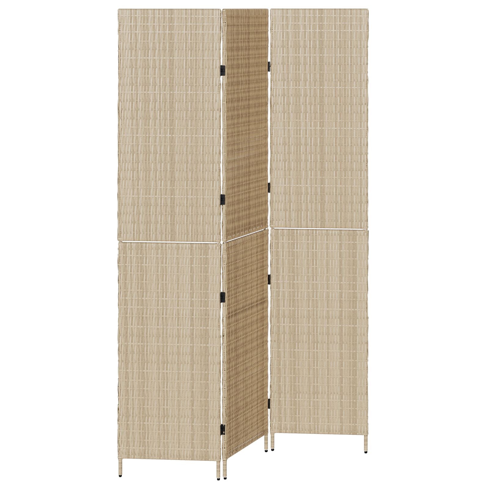 Ruimteverdeler 3 Panels Vouwbaar 146X Poly Riet 200 cm Beige 3 panelen