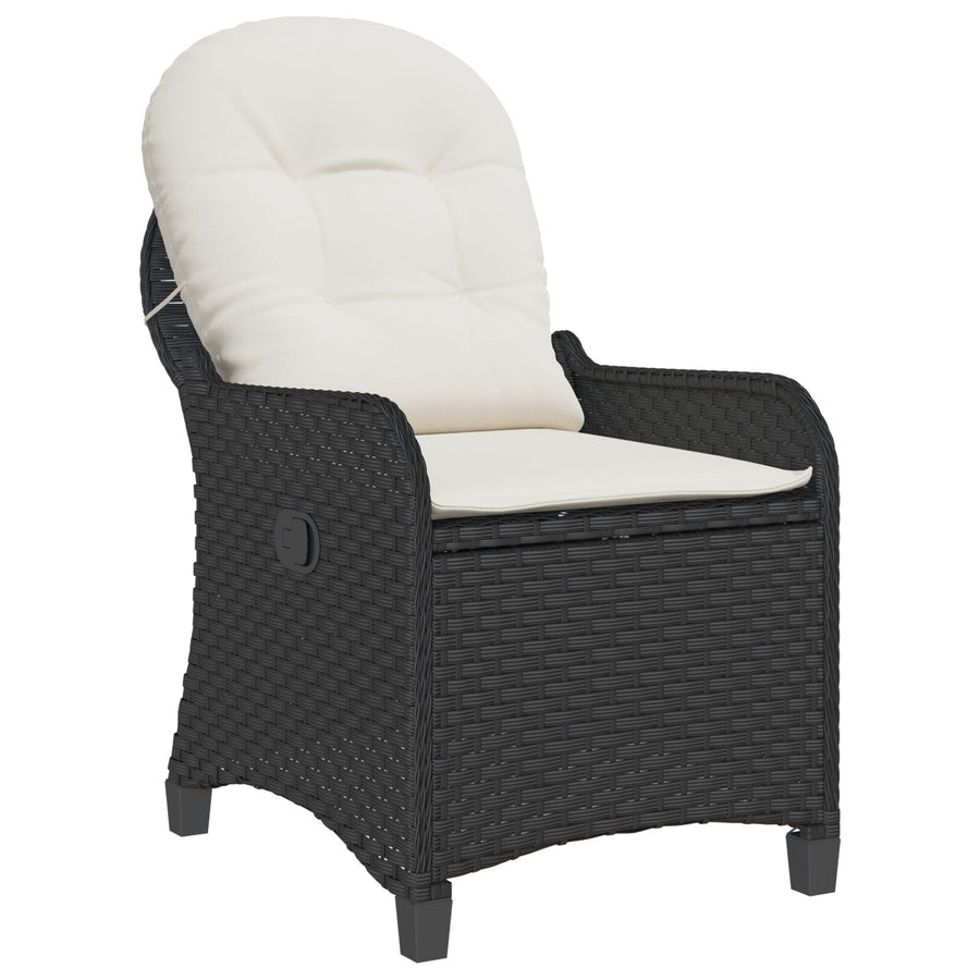 Reclinerstoel Met Kussen Poly Rattan Zwart