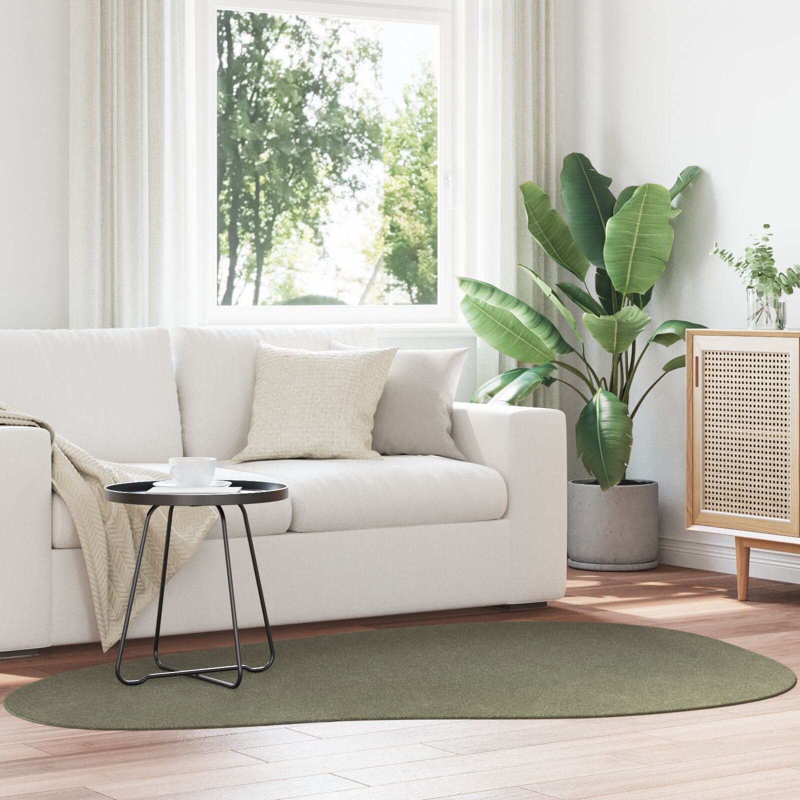 Vloerkleden Wol Vloerkleden Anders Bosgroen 140 x 200 cm Ovaal-Golfrand