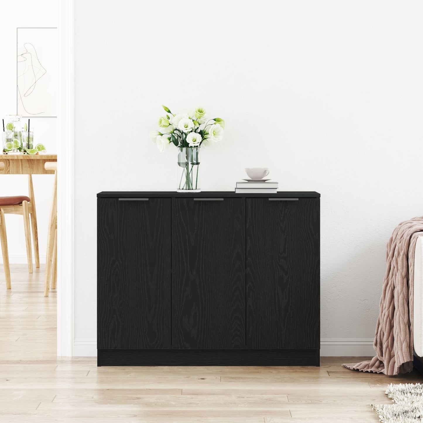 Dressoir Zwart Eiken 90,5X30X70 Cm Engineered Wood