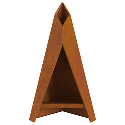 Vuurkorf Piramide Zwart 58X36X100 Cm Staal Verweerd staal/Bruin