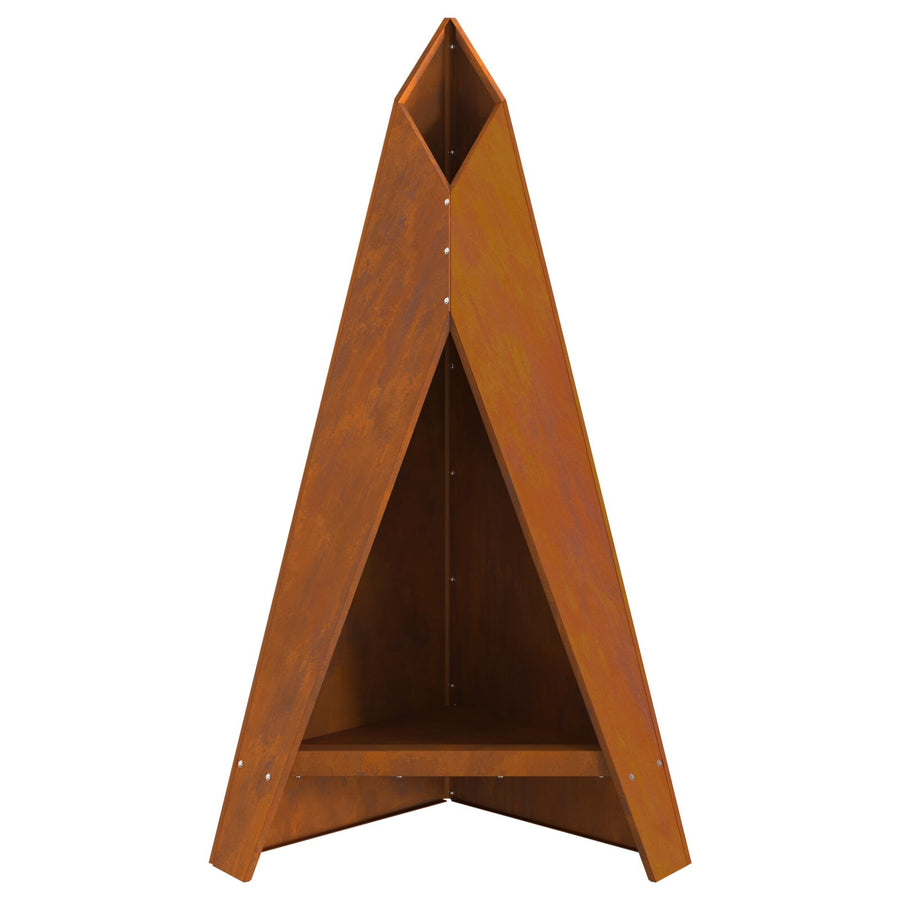 Vuurkorf Piramide Zwart 58X36X100 Cm Staal Verweerd staal/Bruin