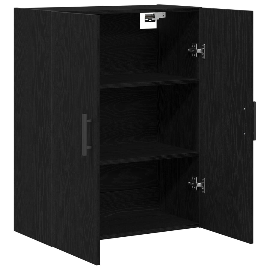 Wandkast Zwart Eiken 69,5X34X90 Cm Gelaagd Hout