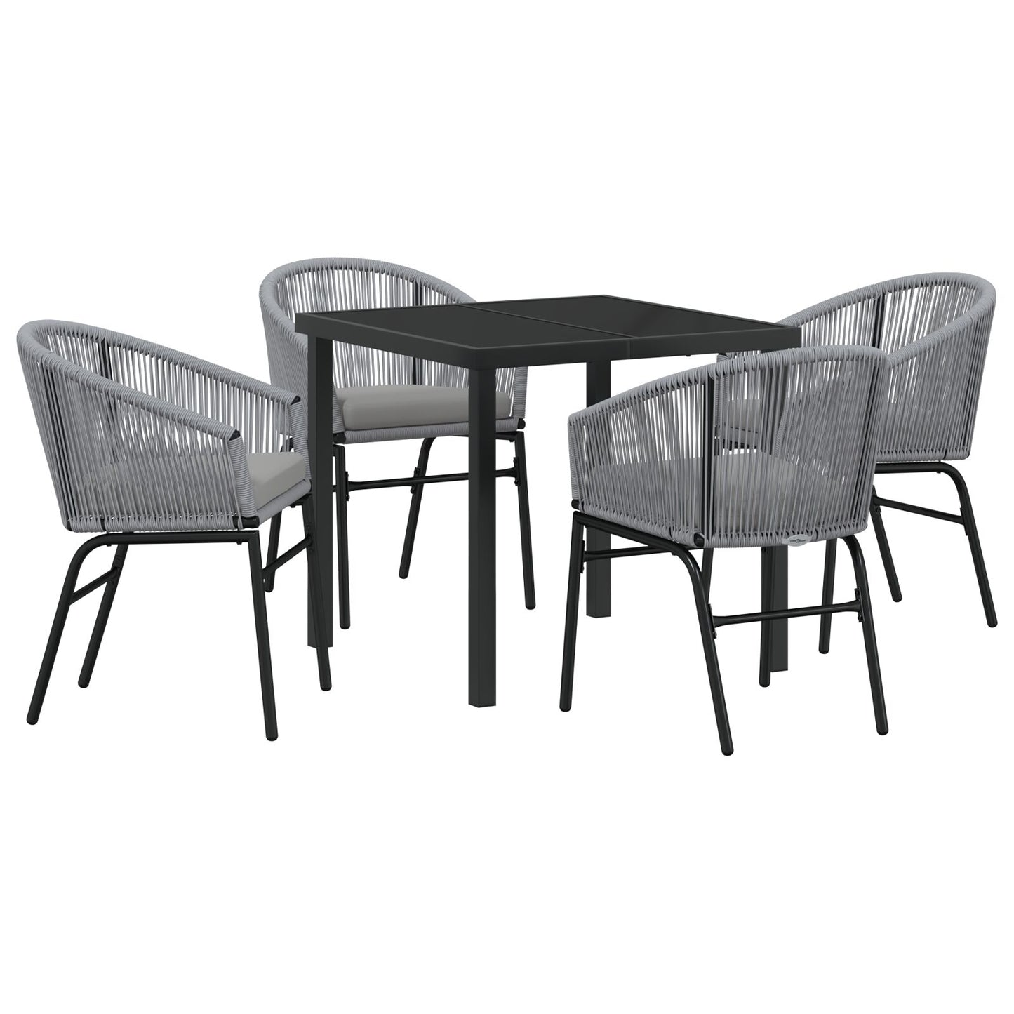 5-Delige Tuin Eetset Grijs Poly Rattan