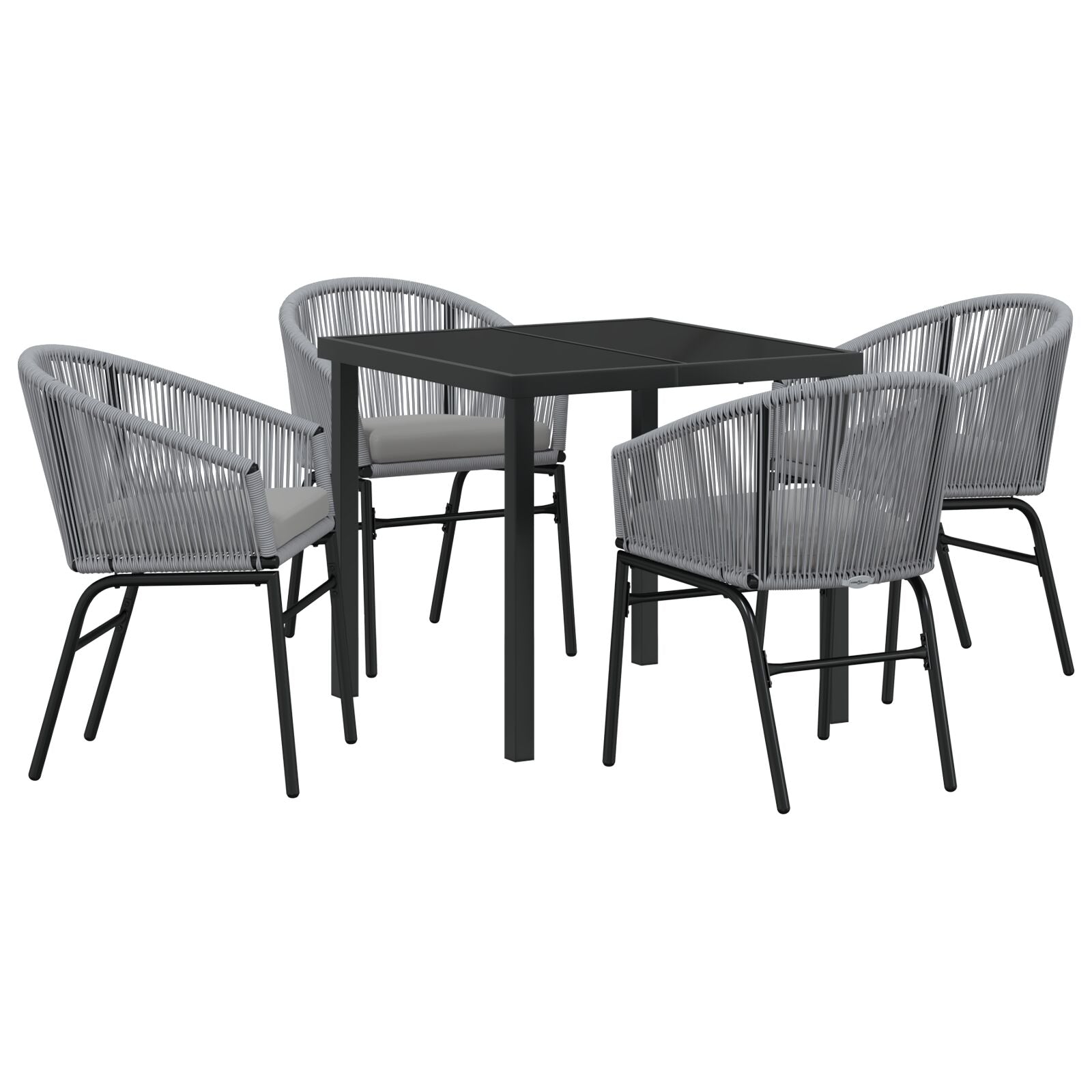 5-Delige Tuin Eetset Grijs Poly Rattan