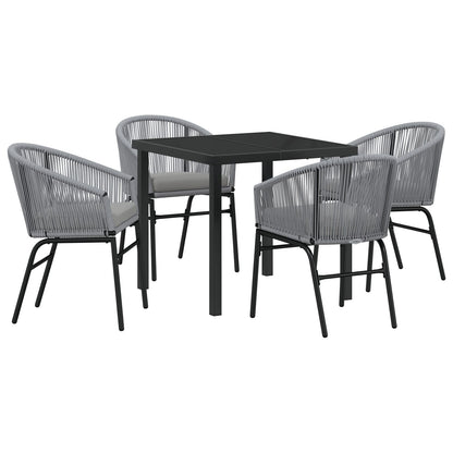 5-Delige Tuin Eetset Grijs Poly Rattan
