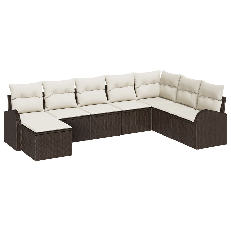 8-Delige Tuin Sofa Set Met Kussens Bruin Poly Rattan