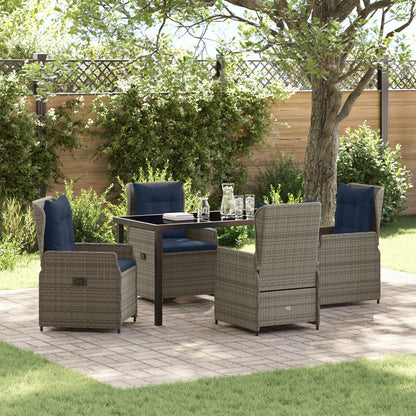 5-Delige Tuin Eetset Grijze Poly Rattan