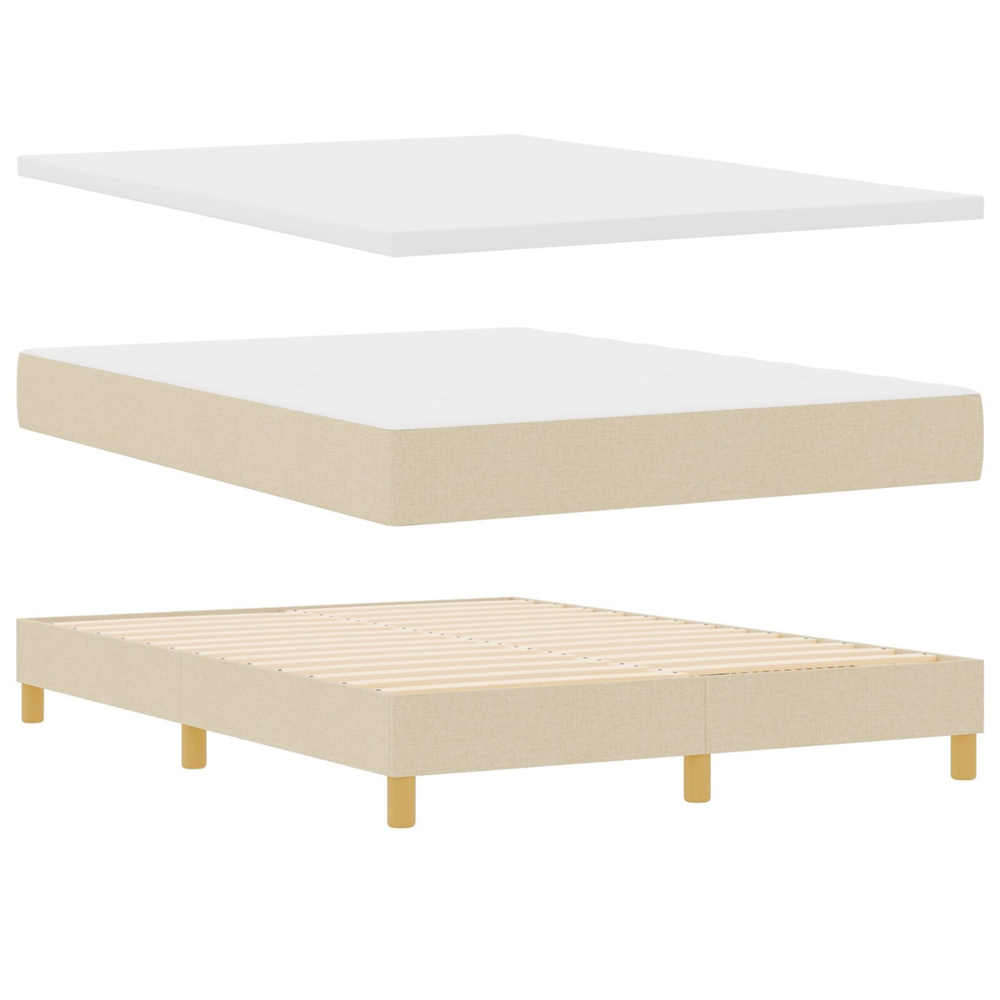 Boxspringbed Met Matras Stof Crème 140 x 190 cm Lijnen ontwerp