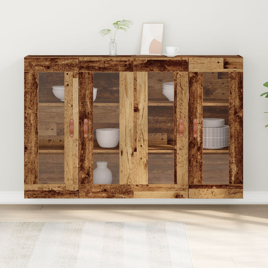Wandkasten 2 Stuks Oude Hout 69.5X34X90 Cm Gefabriceerd Hout
