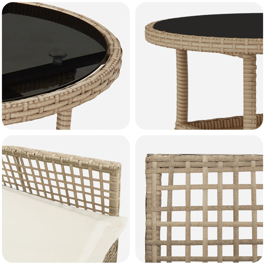3 Delige Tuin Eet Set Beige Poly Rattan
