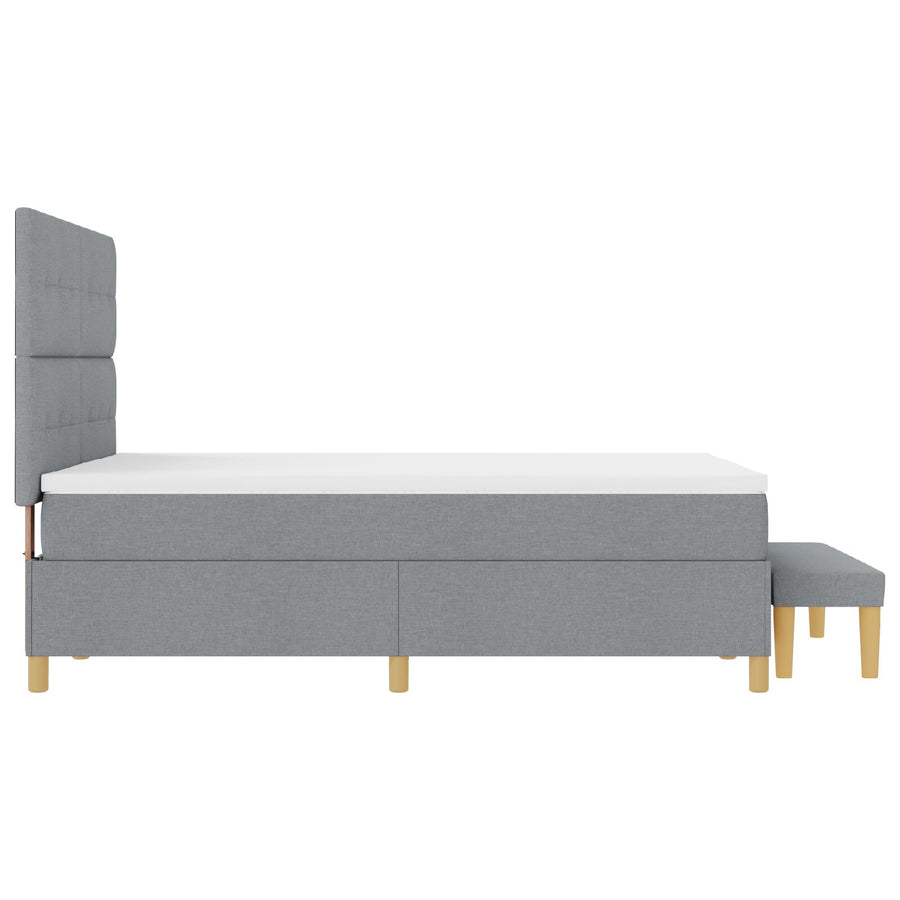 Boxspring Bed Met Matras & Bank Stof Lichtgrijs 140 x 200 cm Knopgeplooid