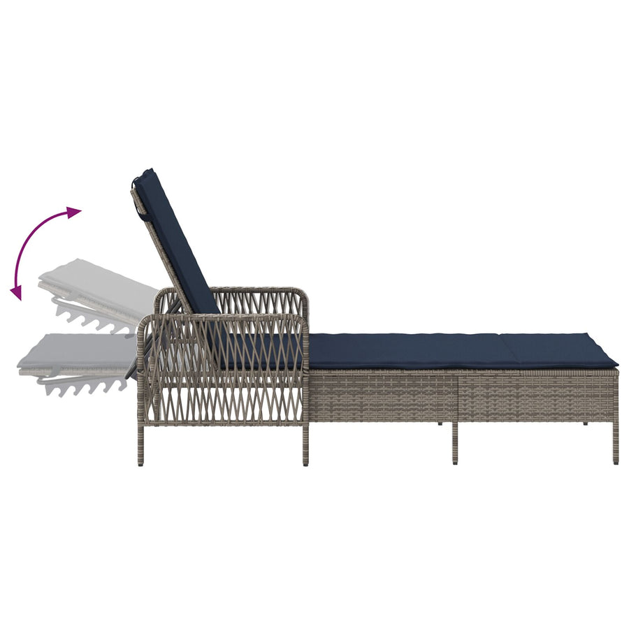 Zonnebank Grijs Pe Rattan 157 X 55 X 92 Cm Inklapbaar Zonnebank