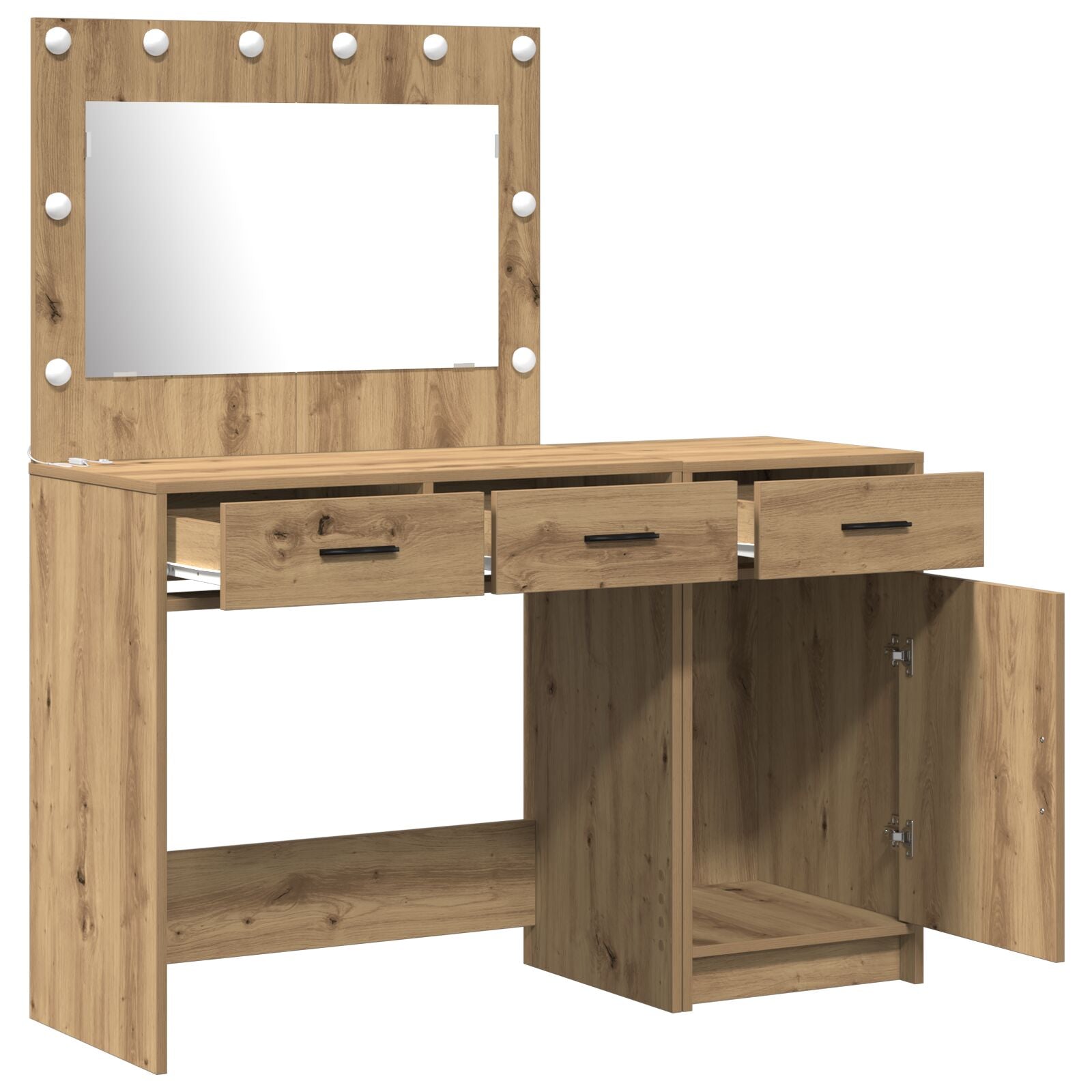 2-Delige Kaptafelset Met Led Artisan Eiken Hout