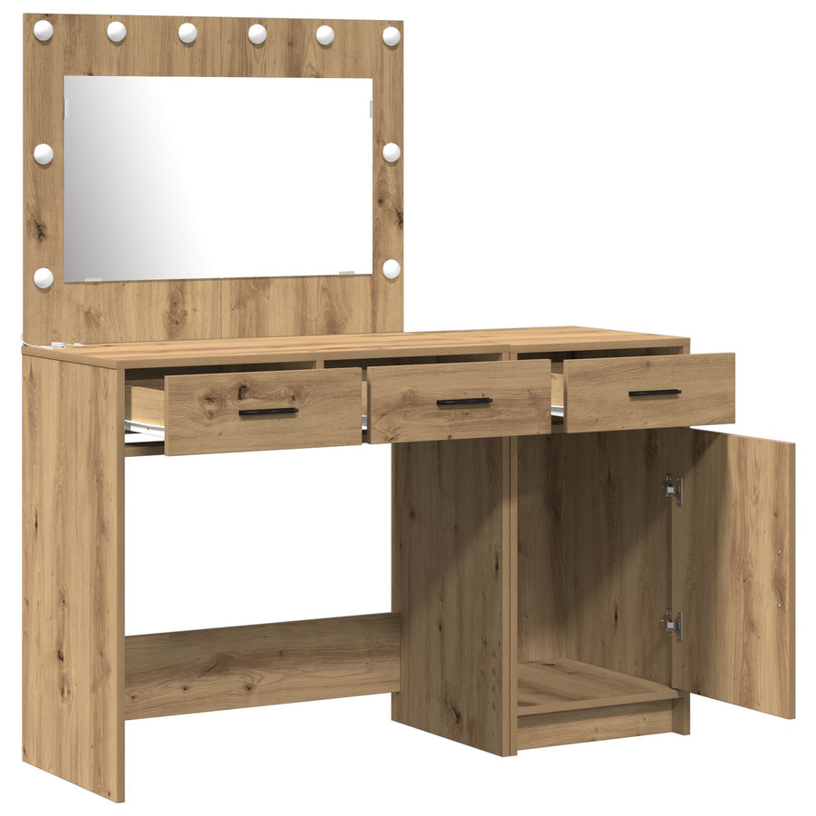 2-Delige Kaptafelset Met Led Artisan Eiken Hout