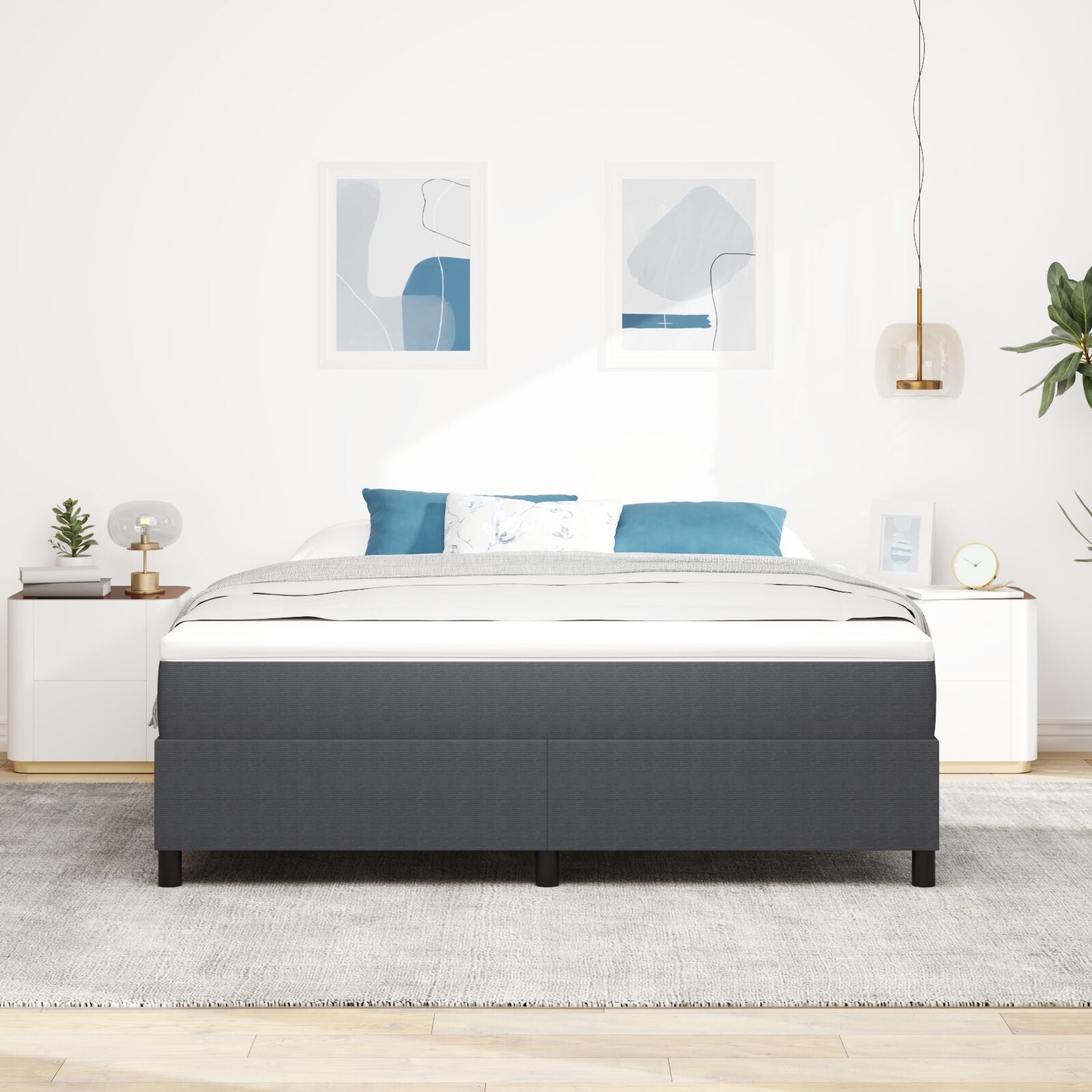 Boxspringbed Super King Corduroy Stof Donkergrijs 180 x 200 cm