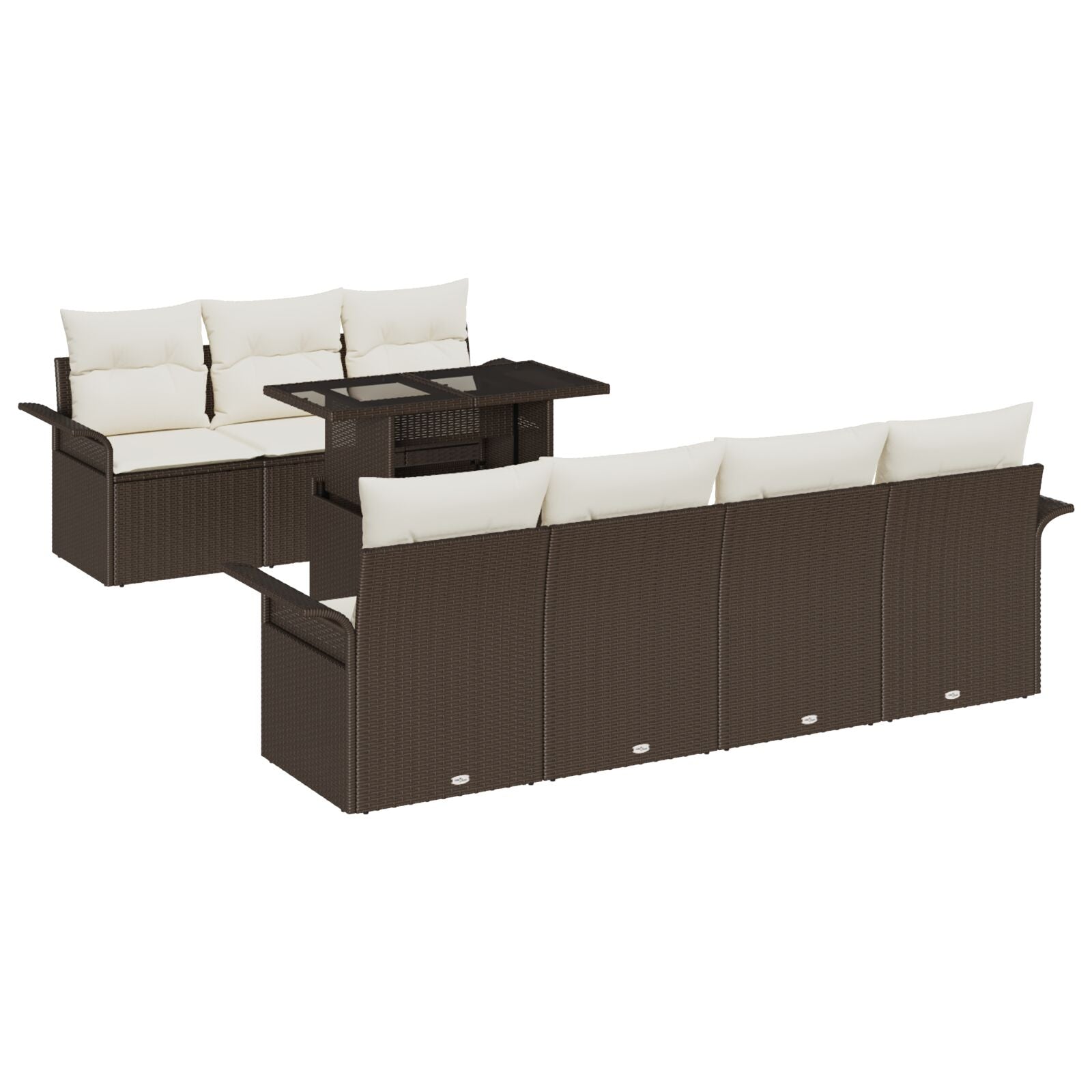 8-Delig Tuin Sofa Set Met Kussens Bruine Poly Rattan