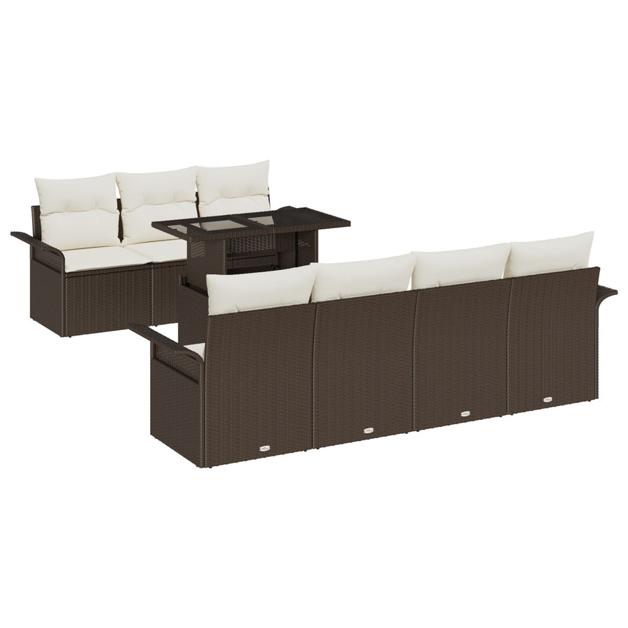 8-Delig Tuin Sofa Set Met Kussens Bruine Poly Rattan