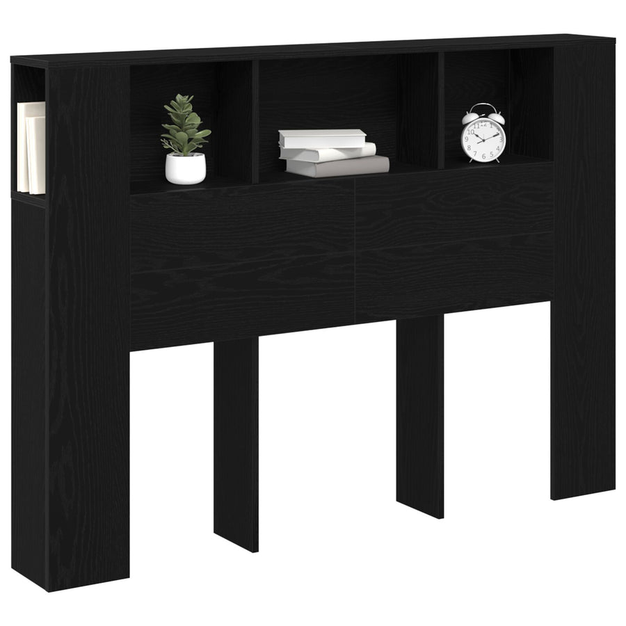 Zwarte Eikenhouten Hoofdbordkast - 140X19X104.5 Cm - Gemaakt Van Engineered Wood