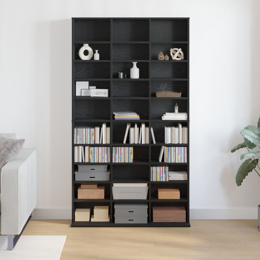 Cd-Kast Zwart Eiken 101X23X177,5 Cm Gelaagd Hout