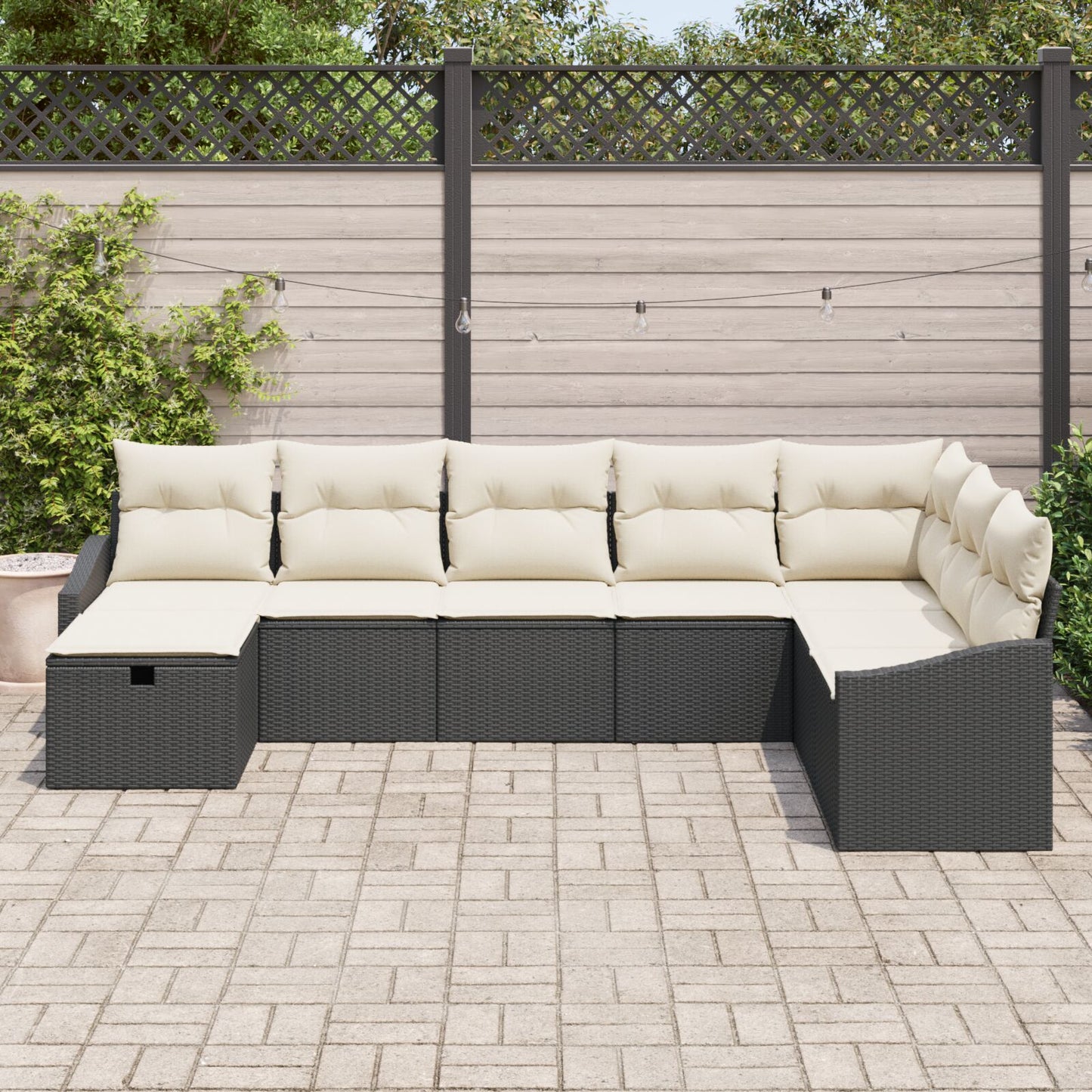 8-Delige Tuinsofa Set Met Kussens Zwart Poly Riet Wit