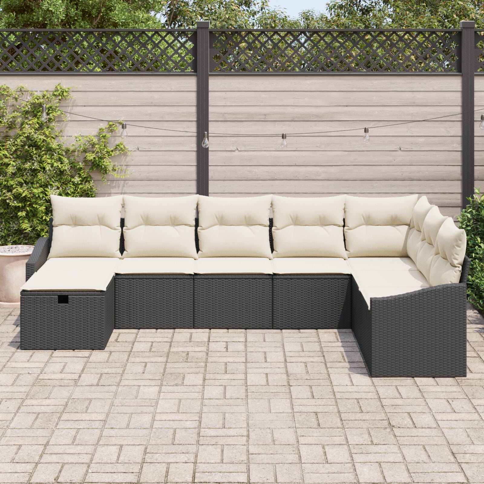 8-Delige Tuinsofa Set Met Kussens Zwart Poly Riet Wit