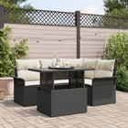 Garden Sofa Set with Cushion 5 pcs Black Poly Rattan