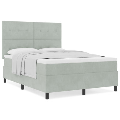 Boxspringbed Met Matras Lichtgrijs 140X190 Cm Velvet Blauw