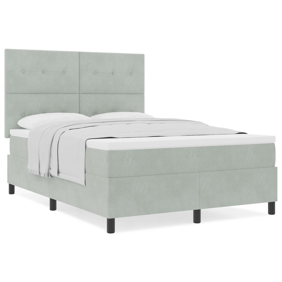 Boxspringbed Met Matras Lichtgrijs 140X190 Cm Velvet Blauw