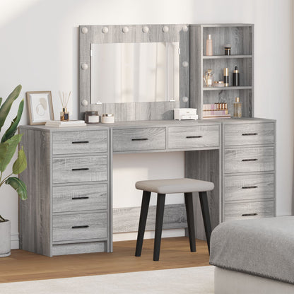 3-Delige Kaptafelset Met Led In Grijs Sonoma Hout