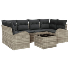 7-Delige Tuinbank Set Met Kussens Lichtgrijs Poly Rattan