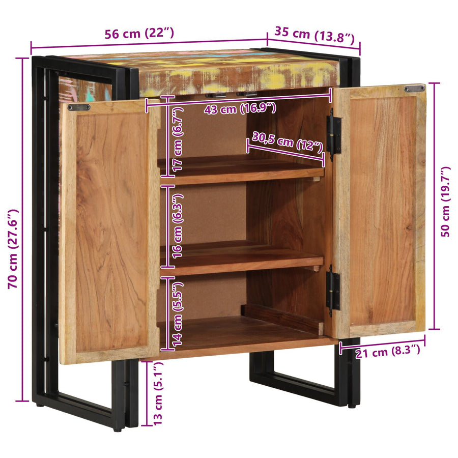 Schoenkast Zwart 30X30X40 Cm En Staal Massief gerecycled hout