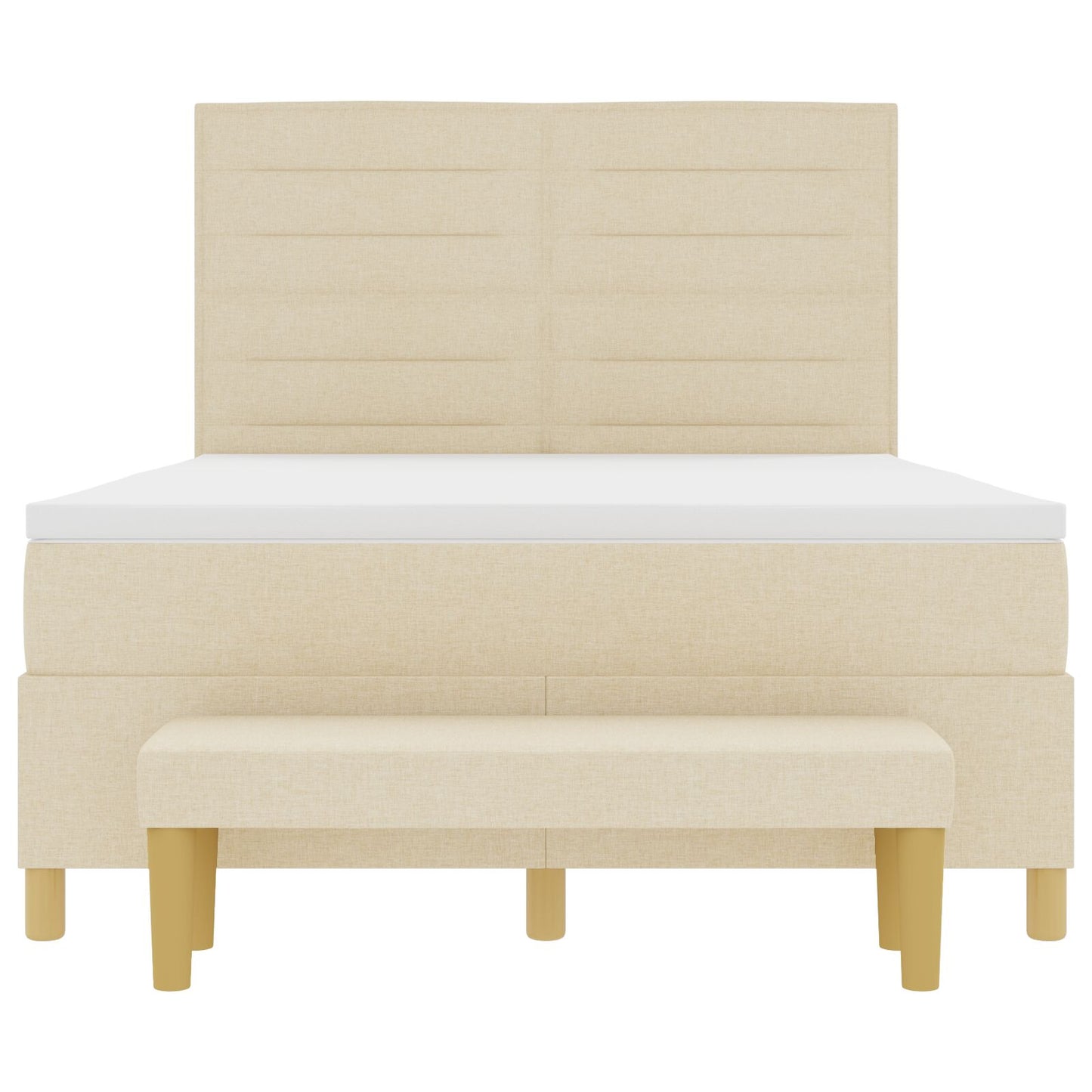 Boxspringbed Met Matras & Bank Stof Crème 160 x 200 cm Lijnen ontwerp