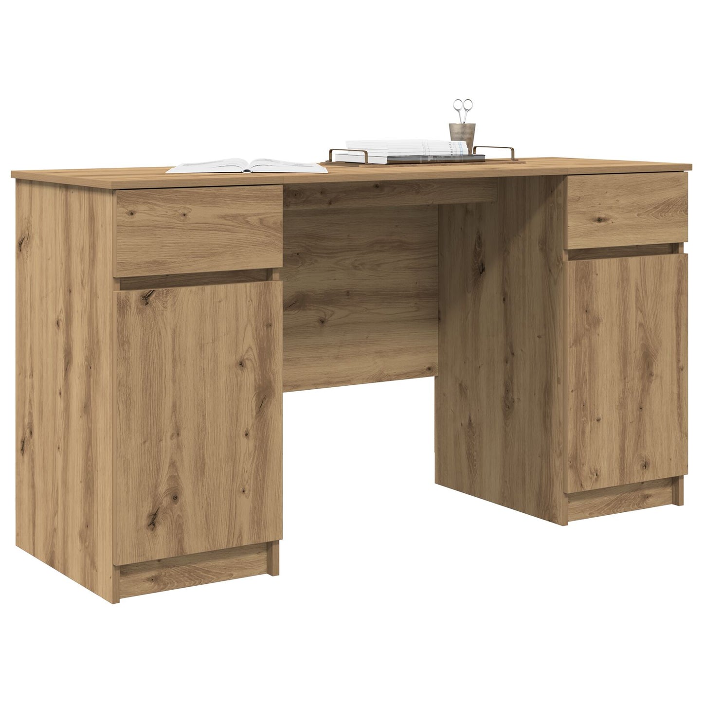 Bureau Artisan Eiken 140X49X76 Cm Bewerkt Hout