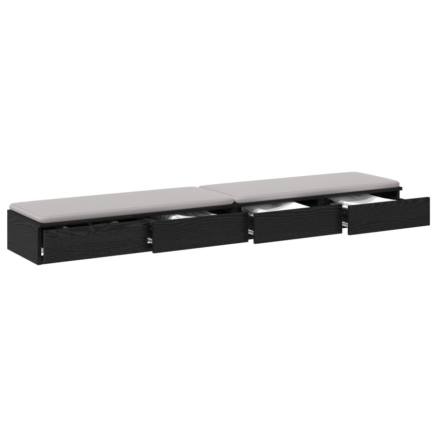 Bedladen Zwart 200X36,5X16,5 Cm Bewerkt Hout Zwart eiken 200 x 36.5 x 16.5 cm
