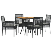 Tuin eettafelset 5-delig poly rattan zwart