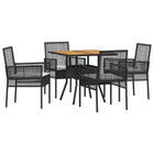 Outdoor dining set 5 pcs Black poly rattan