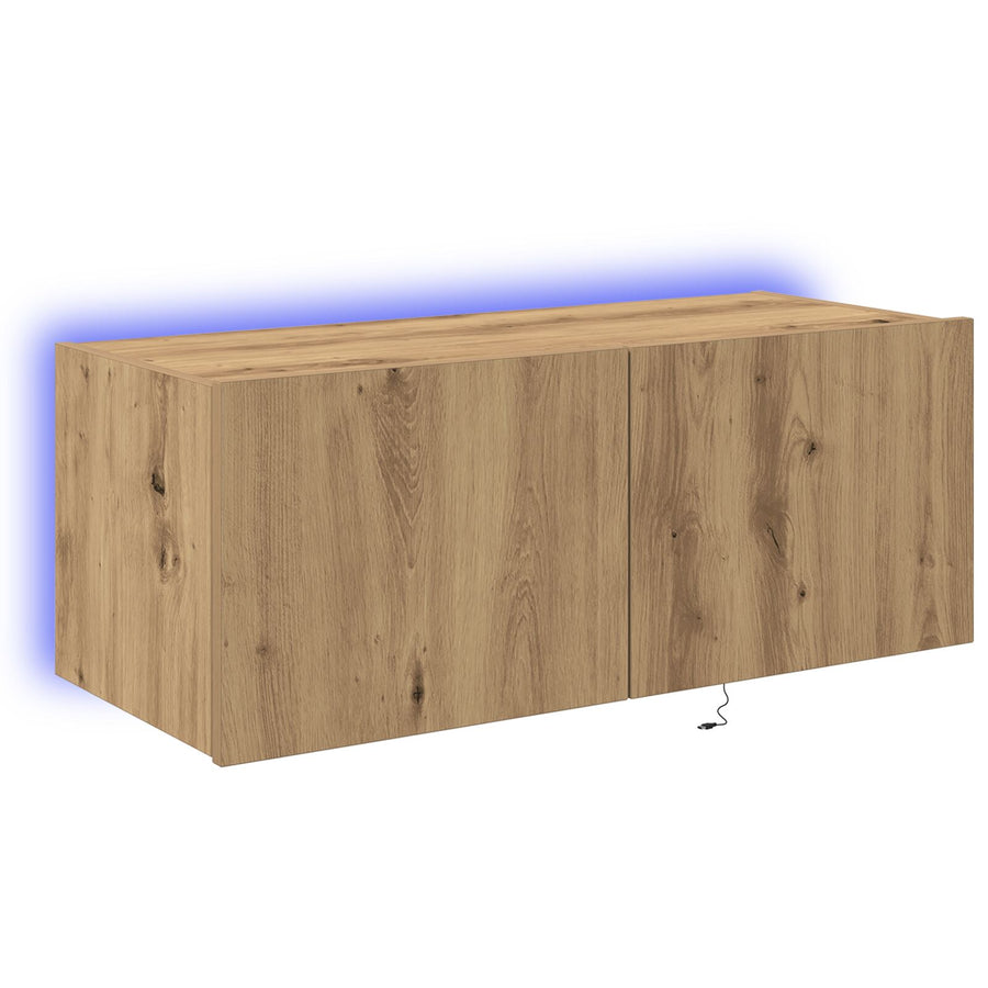 Tv Wandkast Met Led-Verlichting Artisan Eiken 80X35X31 Cm
