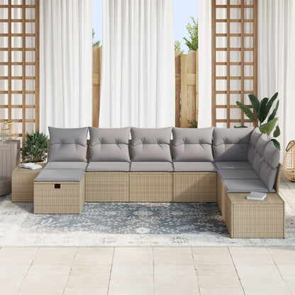 8-Delige Tuin Sofa Set Met Kussens Beige Poly Rattan Wit