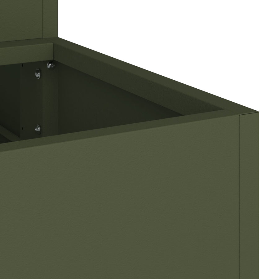 Tuin Plantenbak 3-Laags Staal 90 x 90 x 35 cm Olijfgroen