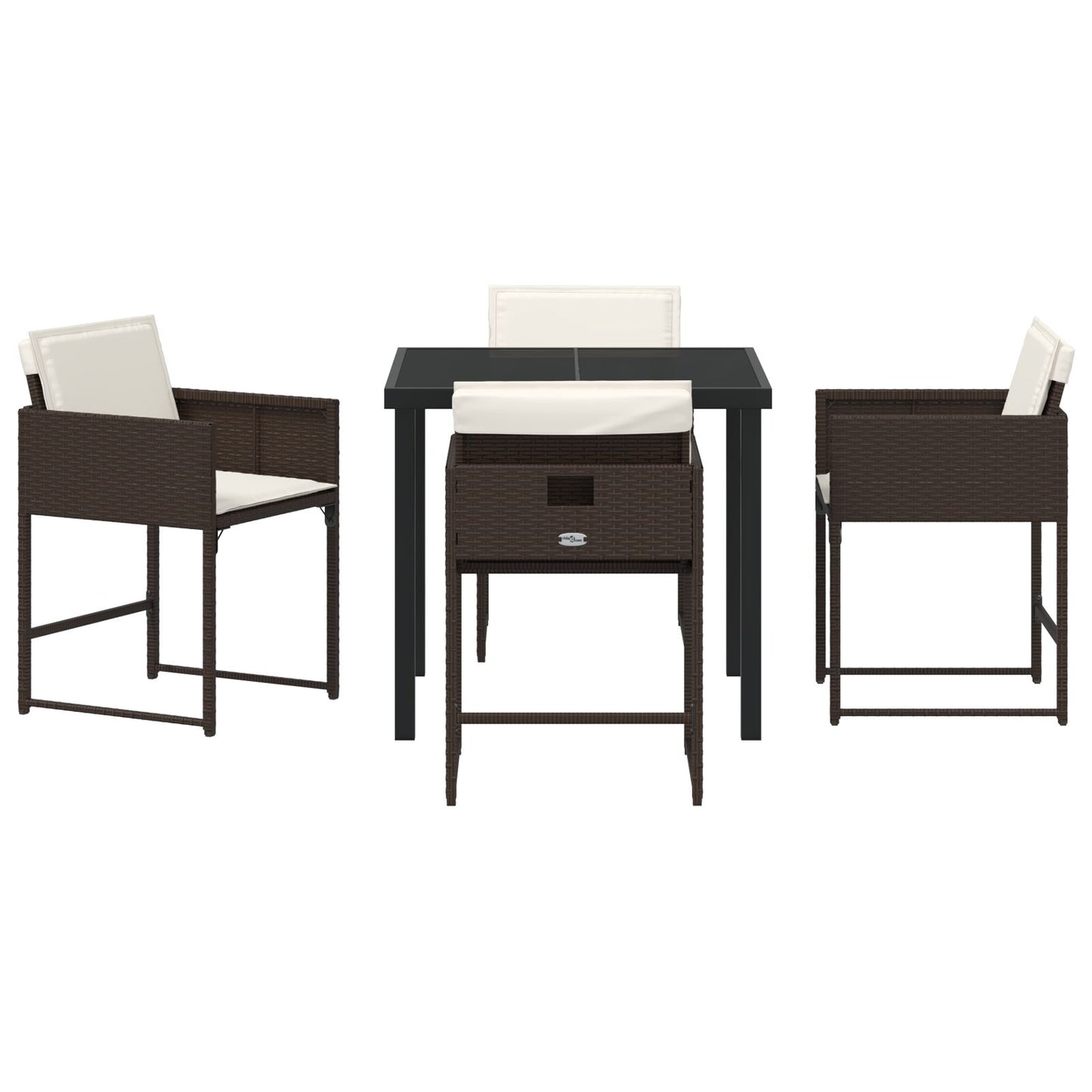 5-Delig Tuin Eetset Met Kussens Bruin Poly Rattan