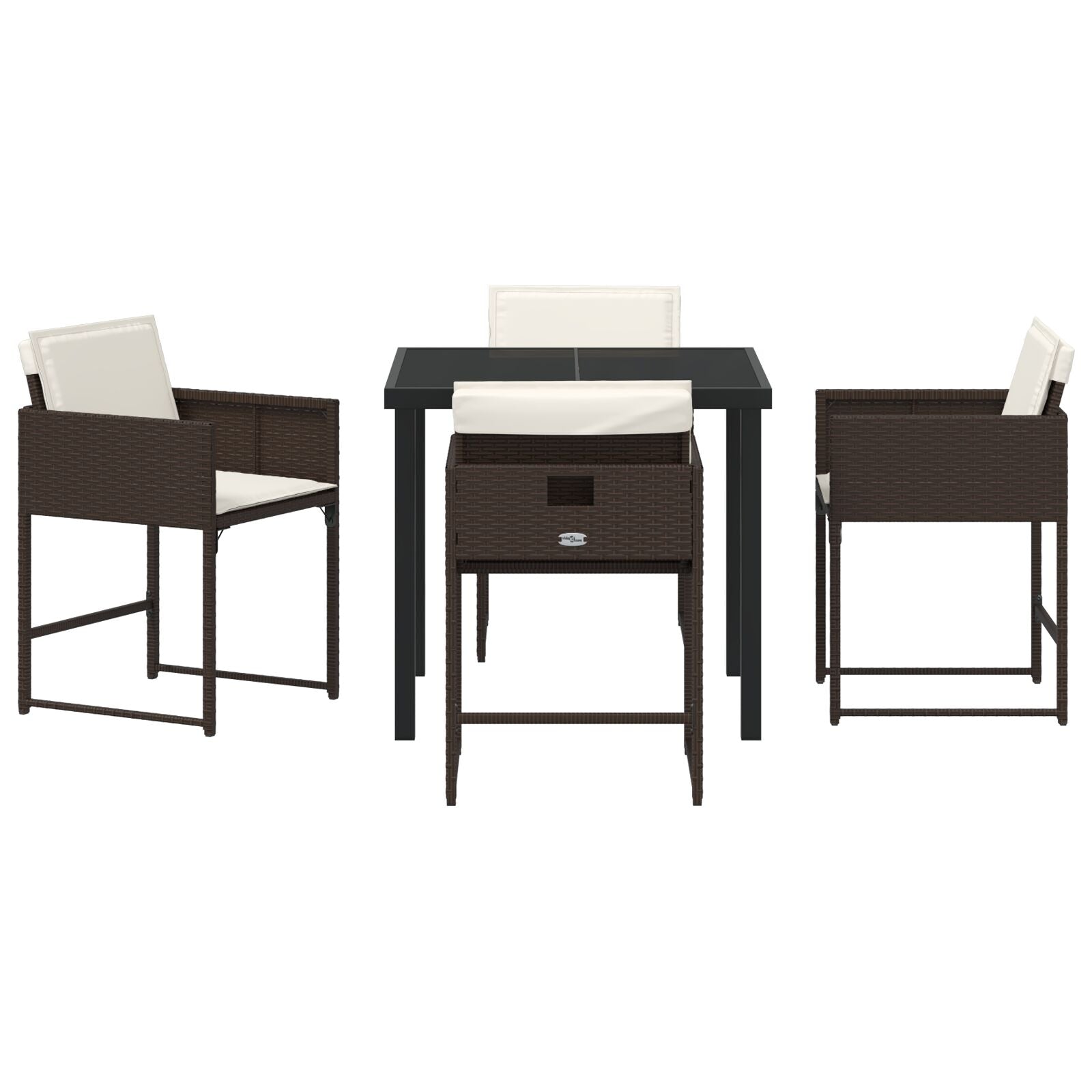 5-Delig Tuin Eetset Met Kussens Bruin Poly Rattan