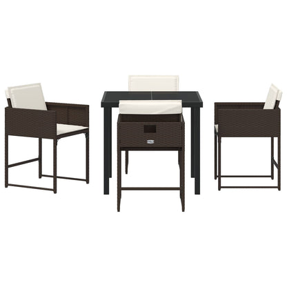 5-Delig Tuin Eetset Met Kussens Bruin Poly Rattan