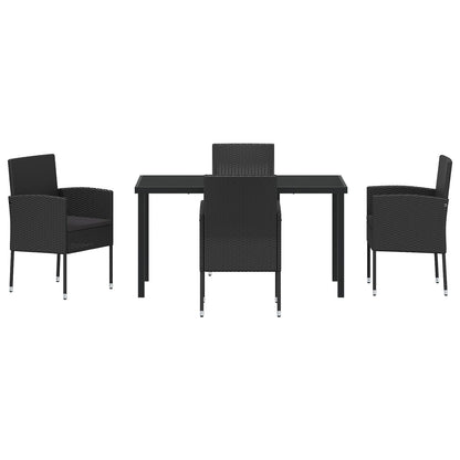 5-Delige Tuin Eetset Met Kussens Zwart Poly Rattan