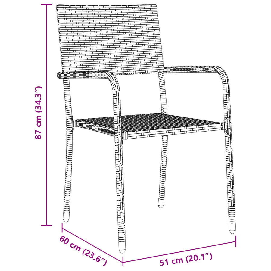 5 Delige Tuinset Grijs Poly Rattan
