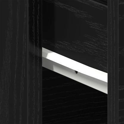 Nachtkastje Zwart Eiken 40X30X39 Cm Bewerkt Hout