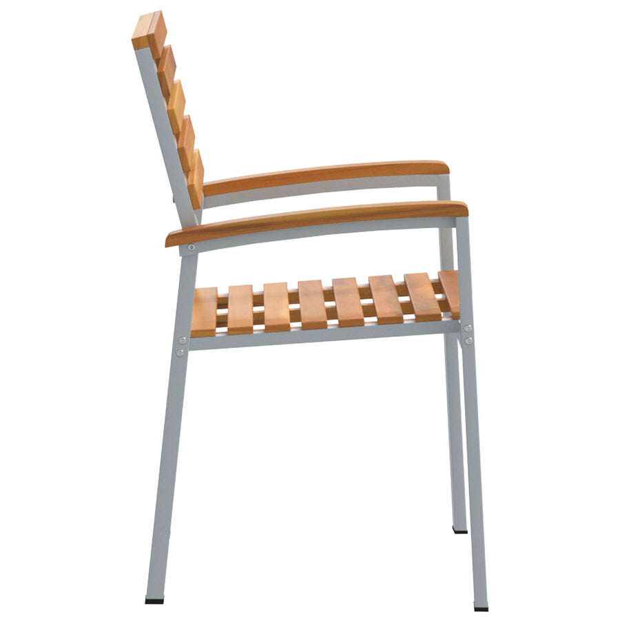 Tuinstoelen 4 Stuks Grijs Massief Acacia Hout En Staal